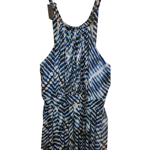 CALVIN Klein Women's Blue White Black Tank Flowy Petite Dress Size 8P - Picture 2 of 6